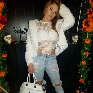 Fishnet Bodysuit White